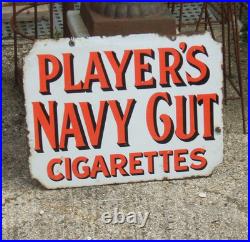 Original Enamel Sign Player's Navy Cut Double Sided 1930's Large Heavy Rare Sign