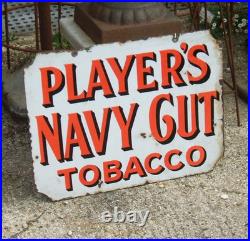 Original Enamel Sign Player's Navy Cut Double Sided 1930's Large Heavy Rare Sign