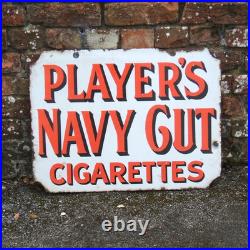 Original Enamel Sign Player's Navy Cut Double Sided 1930's Large Heavy Rare Sign