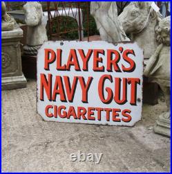 Original Enamel Sign Player's Navy Cut Double Sided 1930's Large Heavy Rare Sign
