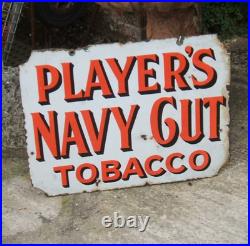 Original Enamel Sign Player's Navy Cut Double Sided 1930's Large Heavy Rare Sign