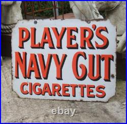 Original Enamel Sign Player's Navy Cut Double Sided 1930's Large Heavy Rare Sign