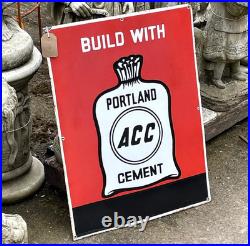 Original Enamel Sign Portland Cement ACC Dorset Famous 1950/60's Bold Sign vgc