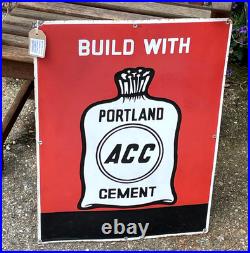 Original Enamel Sign Portland Cement ACC Dorset Famous 1950/60's Bold Sign vgc