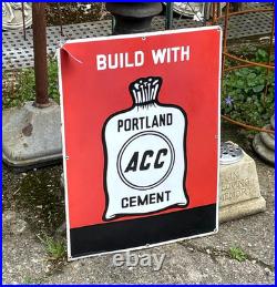 Original Enamel Sign Portland Cement ACC Dorset Famous 1950/60's Bold Sign vgc