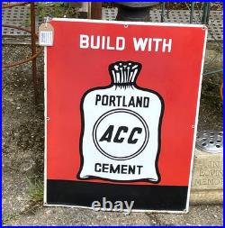 Original Enamel Sign Portland Cement ACC Dorset Famous 1950/60's Bold Sign vgc