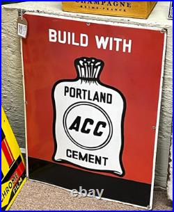 Original Enamel Sign Portland Cement ACC Dorset Famous 1950/60's Bold Sign vgc