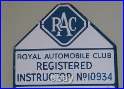 Original Enamel Sign RAC Driving Instructor Plate Rare in this Nice condition