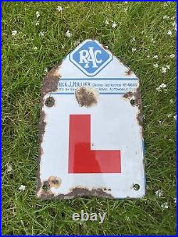 Original Enamel Sign RAC Driving Instructor Plate Unusual Collectable