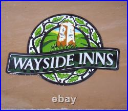 Original Enamel Sign WAYSIDE INNS Rare Large Stunning Beer Food Bar Drinks Sign