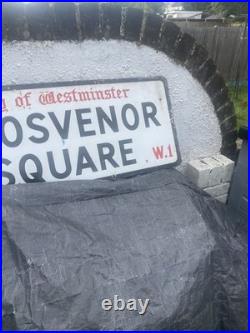 Original Grosvenor Square Metal Enamel Road Sign
