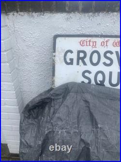 Original Grosvenor Square Metal Enamel Road Sign