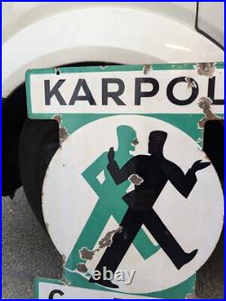 Original Karpol Enamel Advertising Sign Vintage