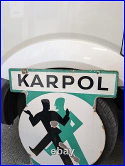 Original Karpol Enamel Advertising Sign Vintage