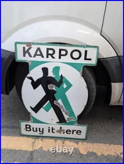 Original Karpol Enamel Advertising Sign Vintage