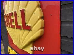 Original Large Shell Clam Not Enamel Sign Vintage Barn Find Very Rare Garage