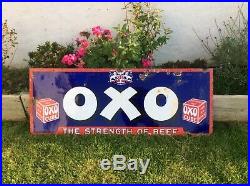 Original Large Vintage Enamel Advertising Sign. OXO. 48 x 18