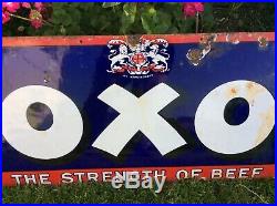 Original Large Vintage Enamel Advertising Sign. OXO. 48 x 18