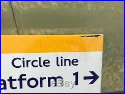 Original London Underground Enamel Tube Sign Vintage Circle Metropolitan Aldgate