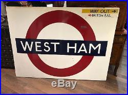 Original London Underground Vintage Enamel West Ham Station Sign
