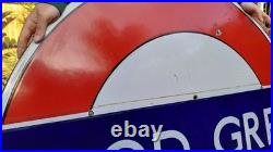 Original London Underground Wood Green Enamel Sign Railway Vintage 1930s WW2 Era