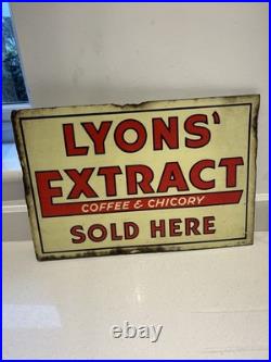 Original Lyon's Extract Coffee & Chicory Vintage Enamel Metal Advertising Sign