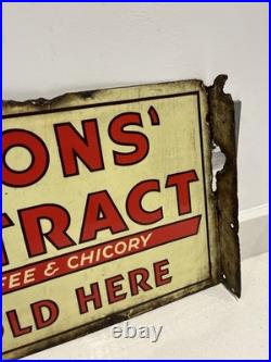 Original Lyon's Extract Coffee & Chicory Vintage Enamel Metal Advertising Sign