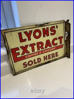 Original Lyon's Extract Coffee & Chicory Vintage Enamel Metal Advertising Sign