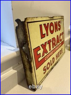 Original Lyon's Extract Coffee & Chicory Vintage Enamel Metal Advertising Sign