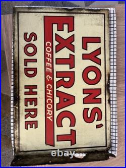 Original Lyon's Extract Coffee & Chicory Vintage Enamel Metal Advertising Sign