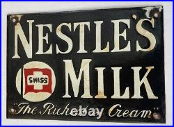 Original Nestle's Swiss Milk Enamel Advertising Sign