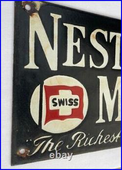 Original Nestle's Swiss Milk Enamel Advertising Sign