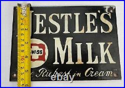 Original Nestle's Swiss Milk Enamel Advertising Sign