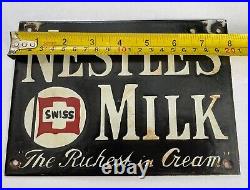 Original Nestle's Swiss Milk Enamel Advertising Sign