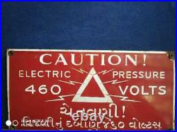 Original Old Vintage Porcelain Sign Board Enamel Danger/Caution 460 Volts