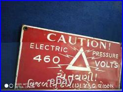 Original Old Vintage Porcelain Sign Board Enamel Danger/Caution 460 Volts