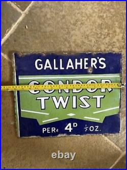 Original Rare 2 in 1 Vintage Enamel Sign Gallahers Condor/ park Drive Sign
