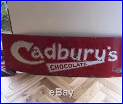 Original Red Enamel Cadburys Chocolate Bournville Advertising Sign Vintage