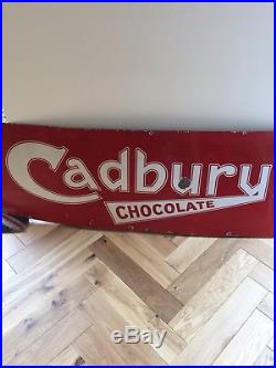 Original Red Enamel Cadburys Chocolate Bournville Advertising Sign Vintage