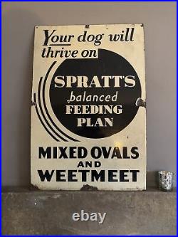 Original SPRATTS OVALS AND WEETMEET Enamel Sign