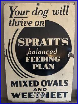 Original SPRATTS OVALS AND WEETMEET Enamel Sign