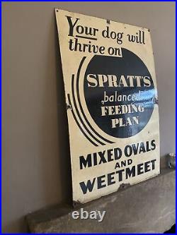 Original SPRATTS OVALS AND WEETMEET Enamel Sign