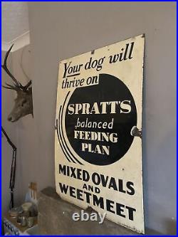 Original SPRATTS OVALS AND WEETMEET Enamel Sign