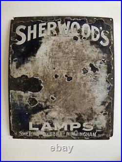 Original Sherwoods Vintage Antique Enamel Advertising Sign