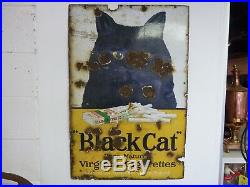 Original Vintage 1930 Enamel On Metal Black Cat Cigarette Advertising Sign 91x61