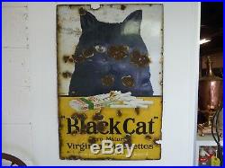 Original Vintage 1930 Enamel On Metal Black Cat Cigarette Advertising Sign 91x61