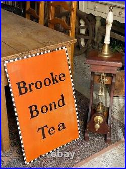 Original Vintage 1940s Large Brooke Bond Tea Vitreous Enamel Sign 30x20 in VGC