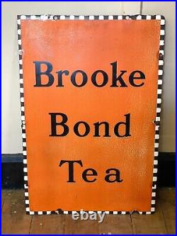 Original Vintage 1940s Large Brooke Bond Tea Vitreous Enamel Sign 30x20 in VGC