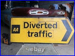 Original Vintage AA Diverted Traffic Enamel Sign