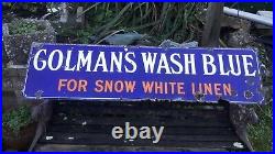 Original Vintage Antique Enamel Colmans Wash Blue Advertising Sign